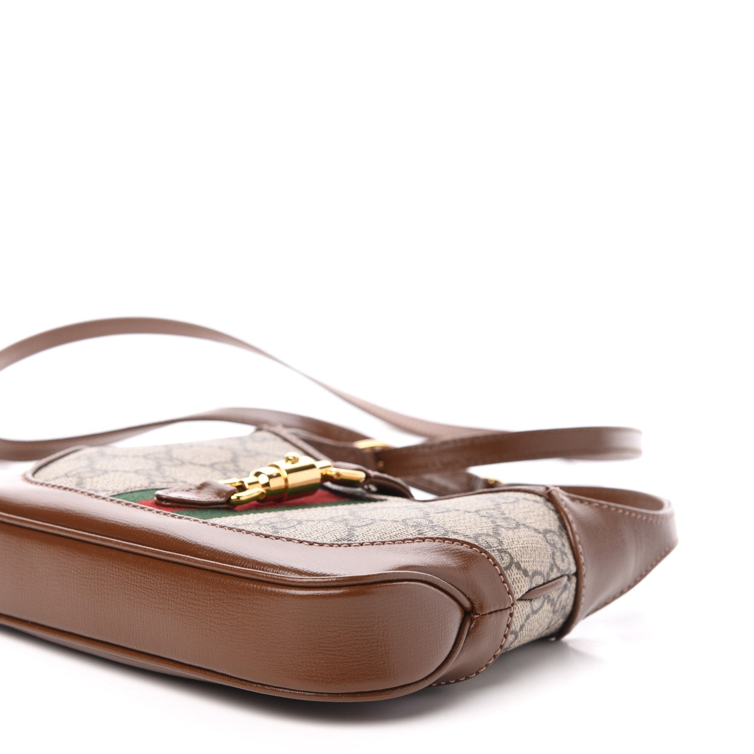 Gucci GG Supreme Monogram Azalea Calfskin Web Mini Jackie 1961 Hobo Beige Ebony Brown Sugar 10 of 11