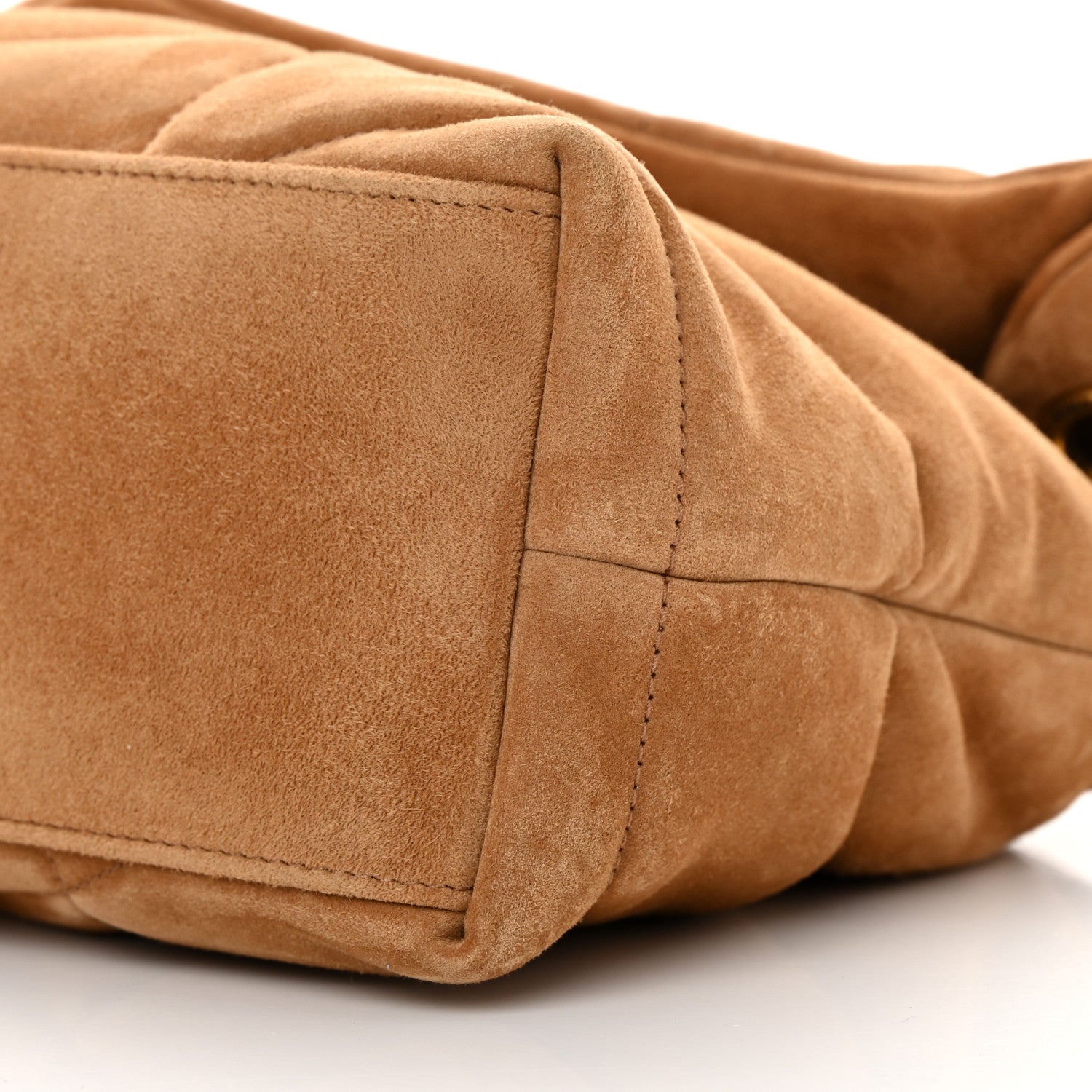 Saint Laurent Suede Calfskin Quilted Small Loulou Puffer Monogram Chain Satchel Cinnamon 10 of 10