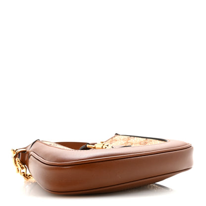 Gucci New Canvas Charisma Calfskin Crystal GG Monogram Mini Jackie 1961 Hobo Camel Ebony 4 of 9