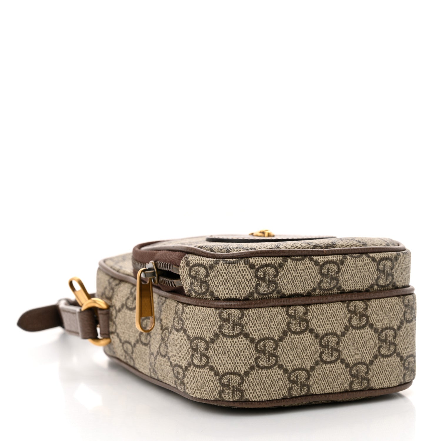 Gucci GG Supreme Monogram Mini Neo Vintage Double Zip Messenger Bag Beige New Acero Crop 4 of 10