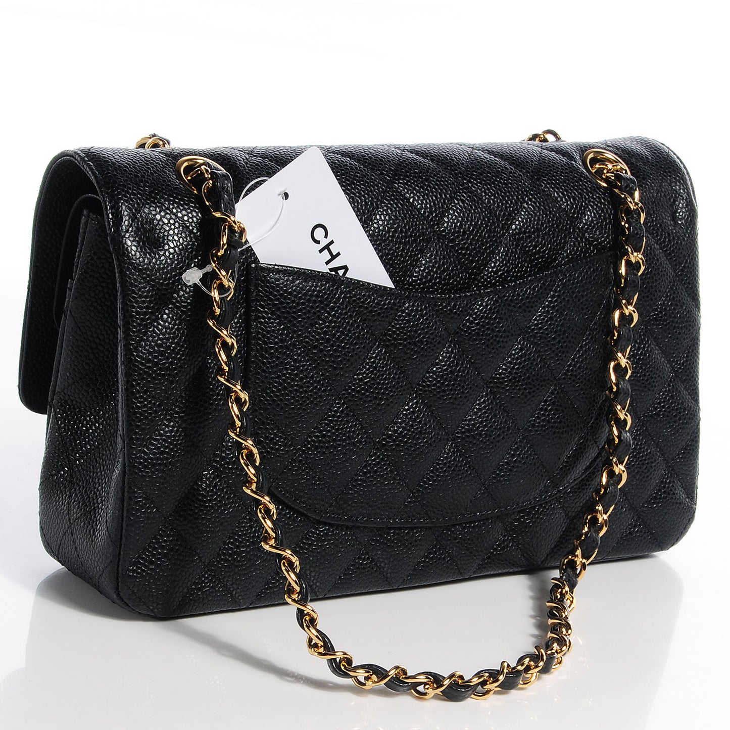 Caviar Quilted Medium Double Flap Black