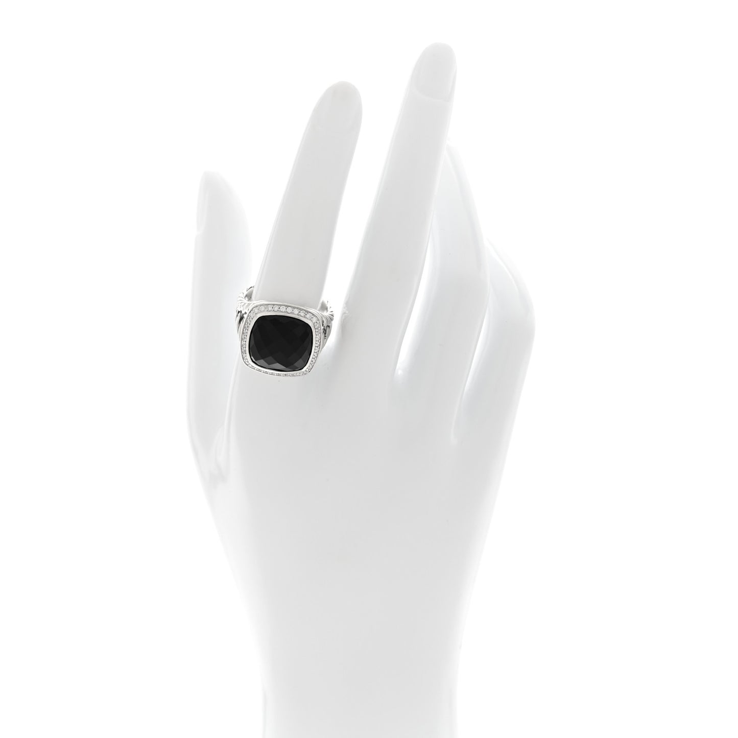 Sterling Silver Diamond Black Onyx 14mm Albion Statement Ring 57 8