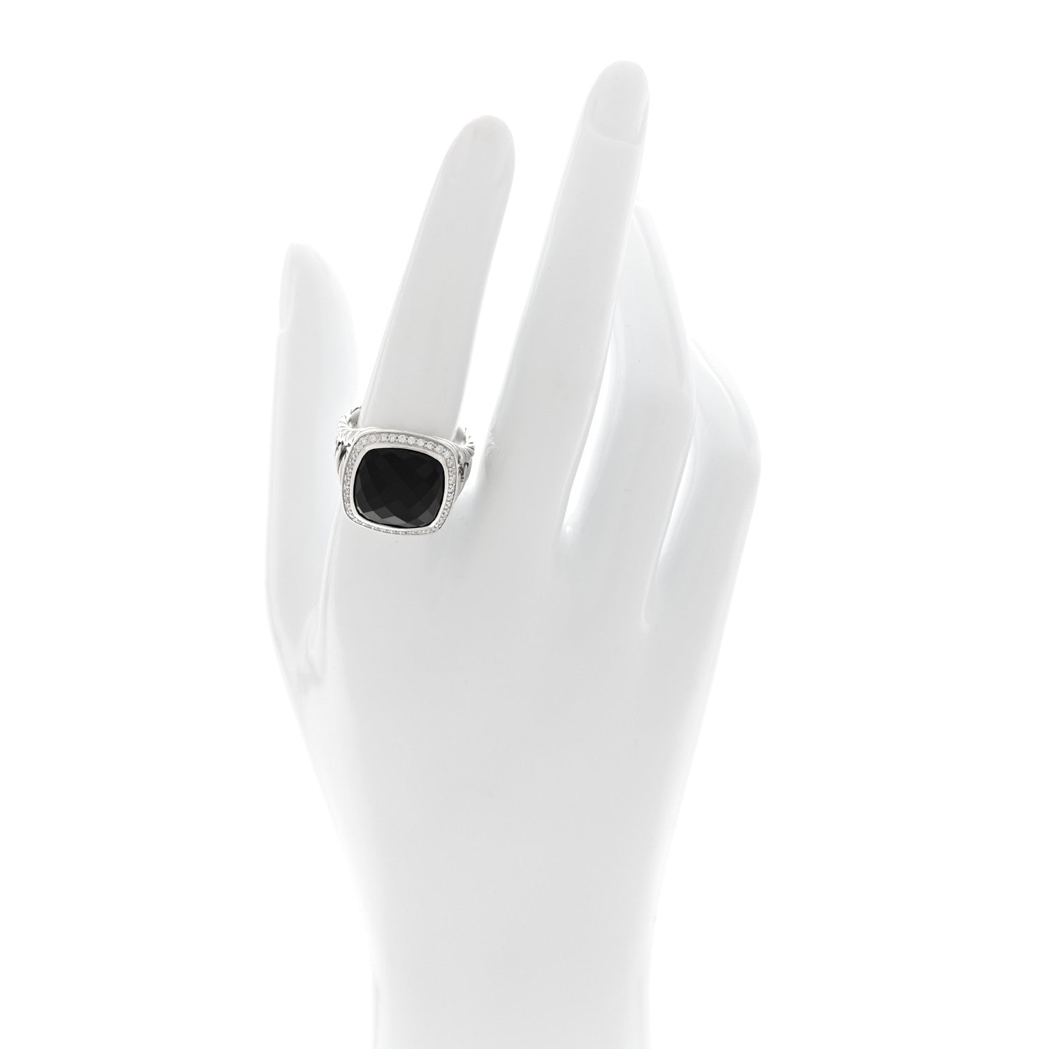 David Yurman Sterling Silver Diamond Black Onyx 14mm Albion Statement Ring 57 8 2 of 4