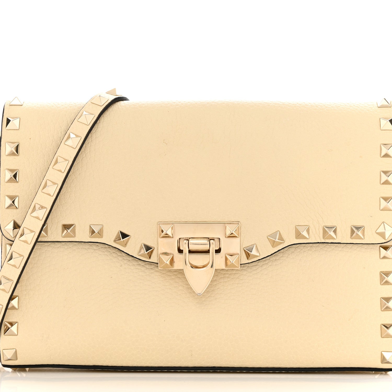 Valentino Garavani Pebbled Calfskin Medium Rockstud Flip Lock Crossbody Bag Light Ivory 7 of 12