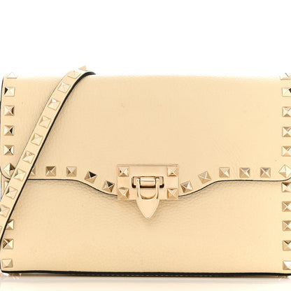 Valentino Garavani Pebbled Calfskin Medium Rockstud Flip Lock Crossbody Bag Light Ivory 7 of 12