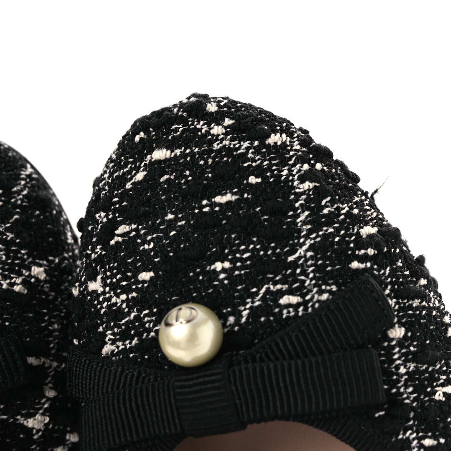 Tweed Ballet Flat 38.5 Black White
