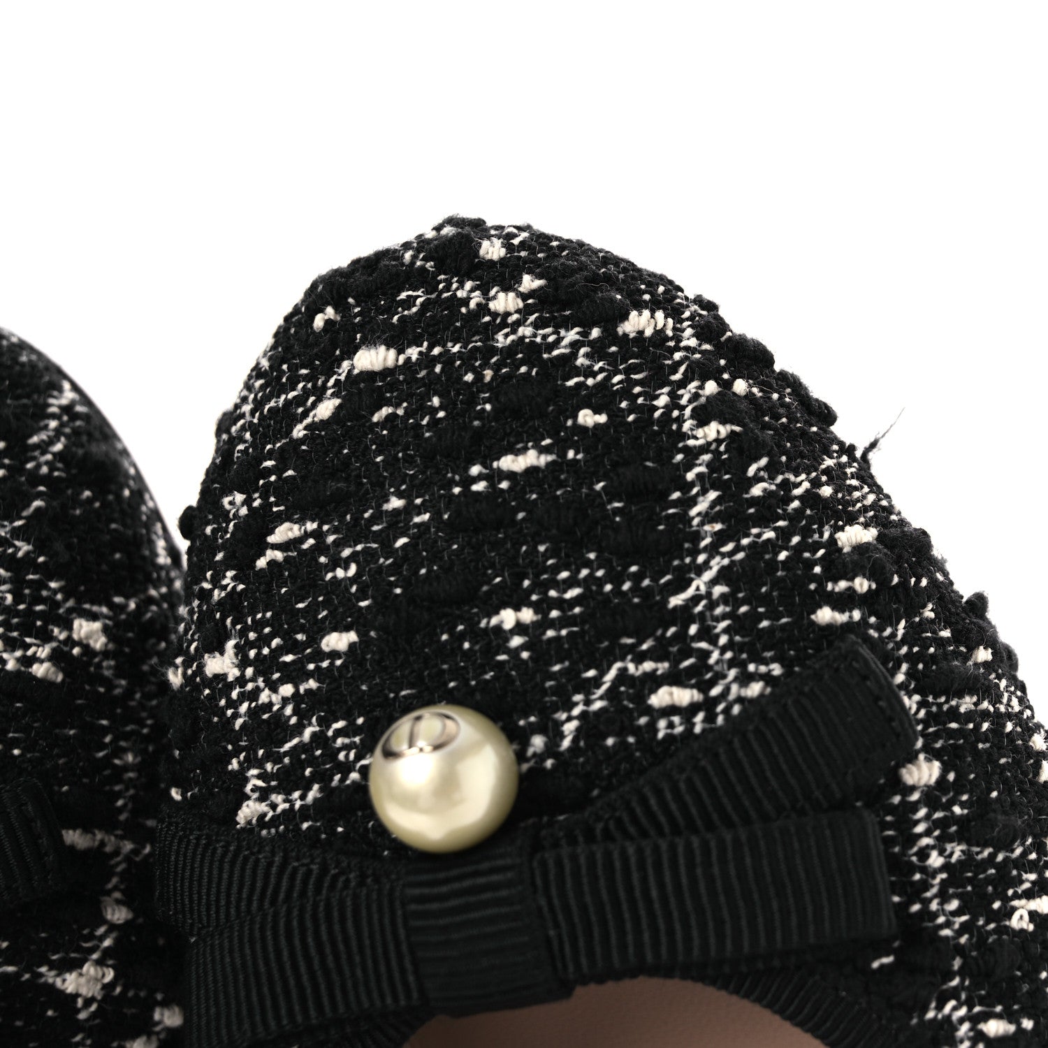 Christian Dior Tweed Ballet Flat 38.5 Black White 11 of 13