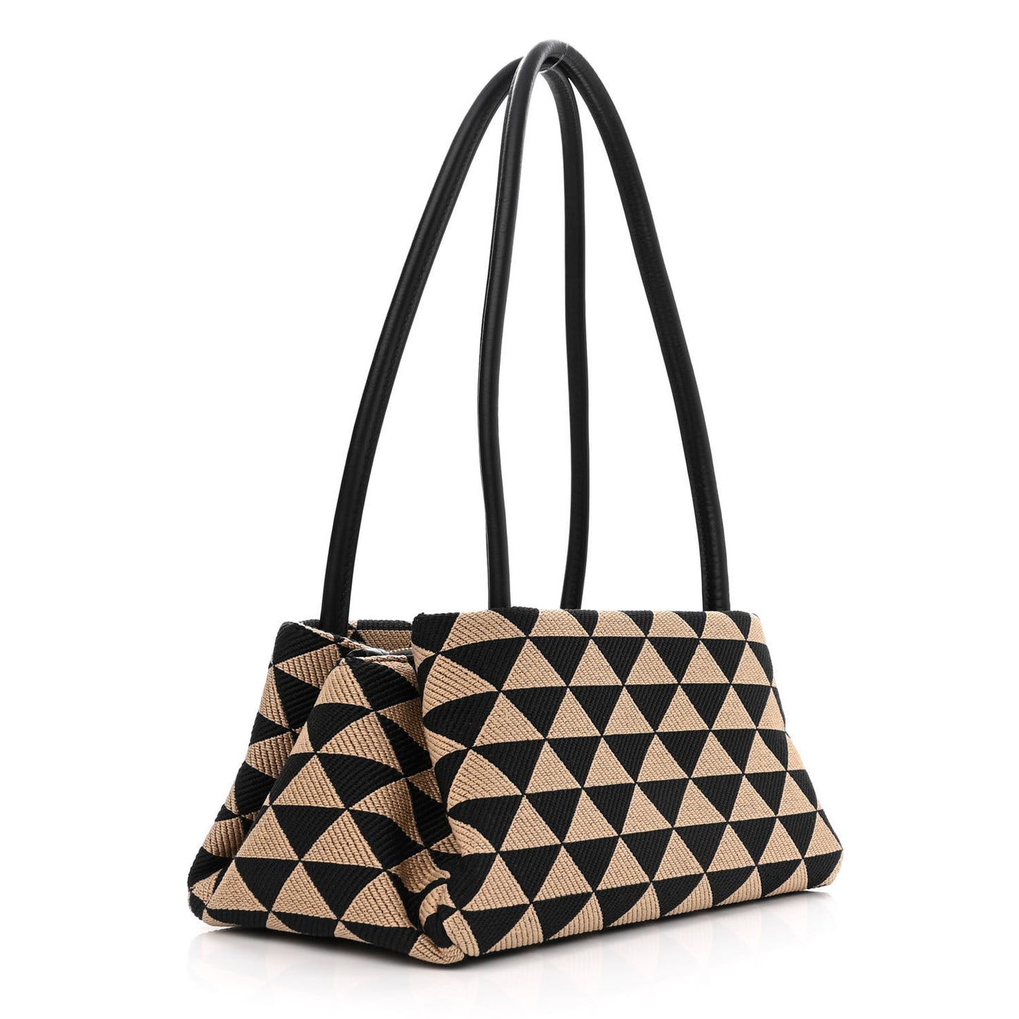 Jacquard Triangolo Symbole Embroidered Small Shoulder Bag Black Corda