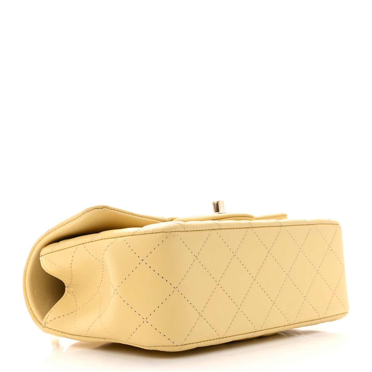 Lambskin Quilted Mini Top Handle Rectangular Flap Yellow