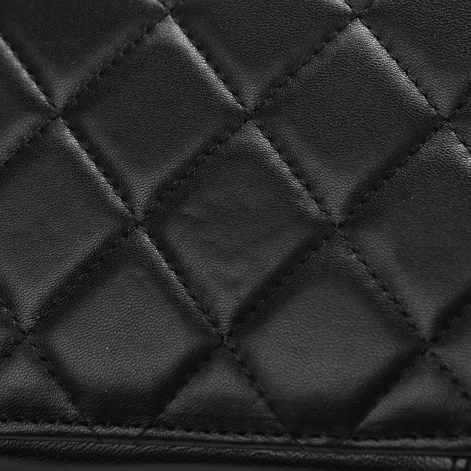 Chanel Lambskin Quilted Golden Plate Clutch With Chain Black 11 of 13