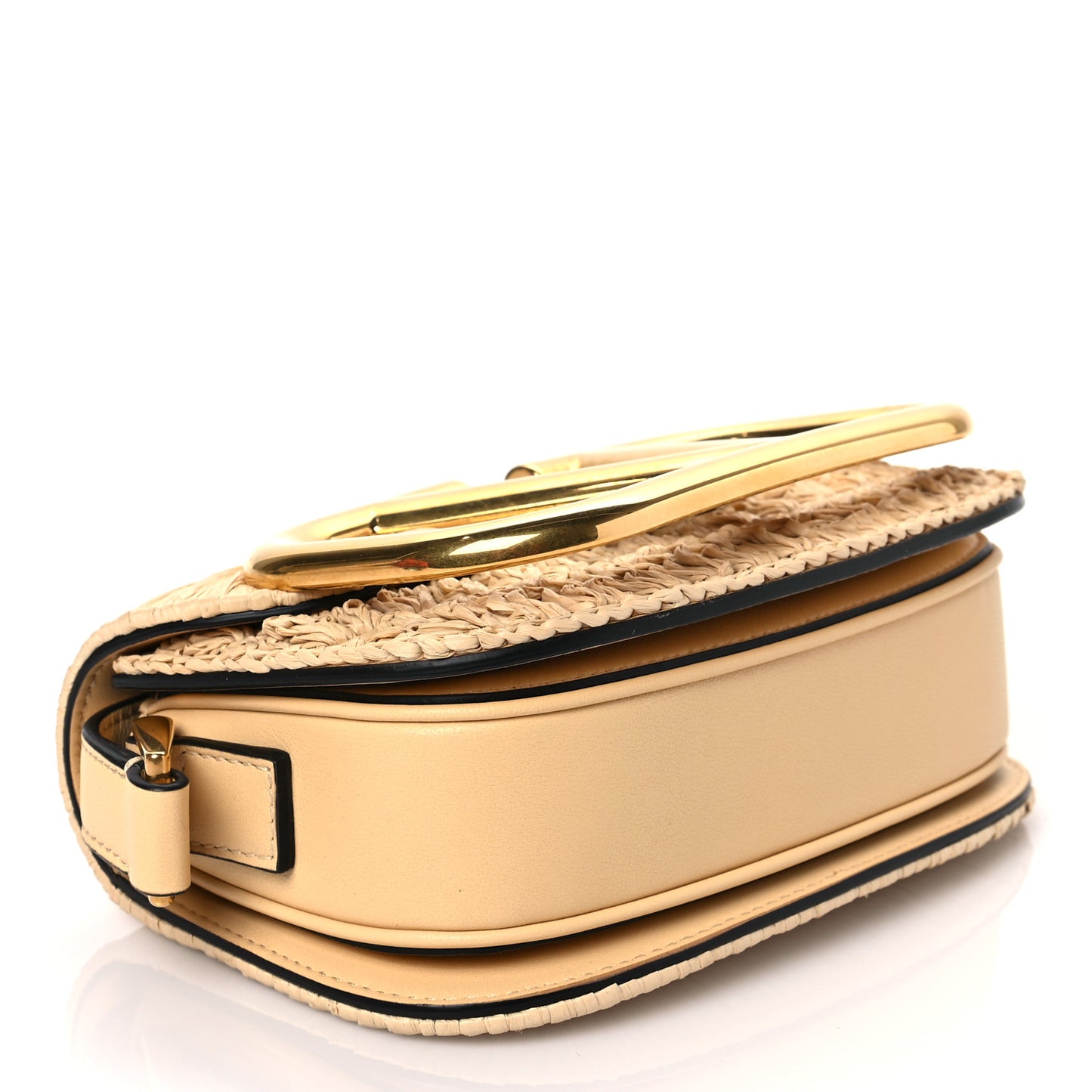Raffia Braided Small Supervee Crossbody Bag Beige