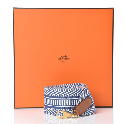 Hermes Toile Swift 50mm Sangle Cavale Shoulder Strap Ecru Bleu Brighton Gold 6 of 6