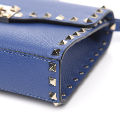 Valentino Garavani Pebbled Calfskin Medium Rockstud Flip Lock Crossbody Bag Baltique 8 of 9