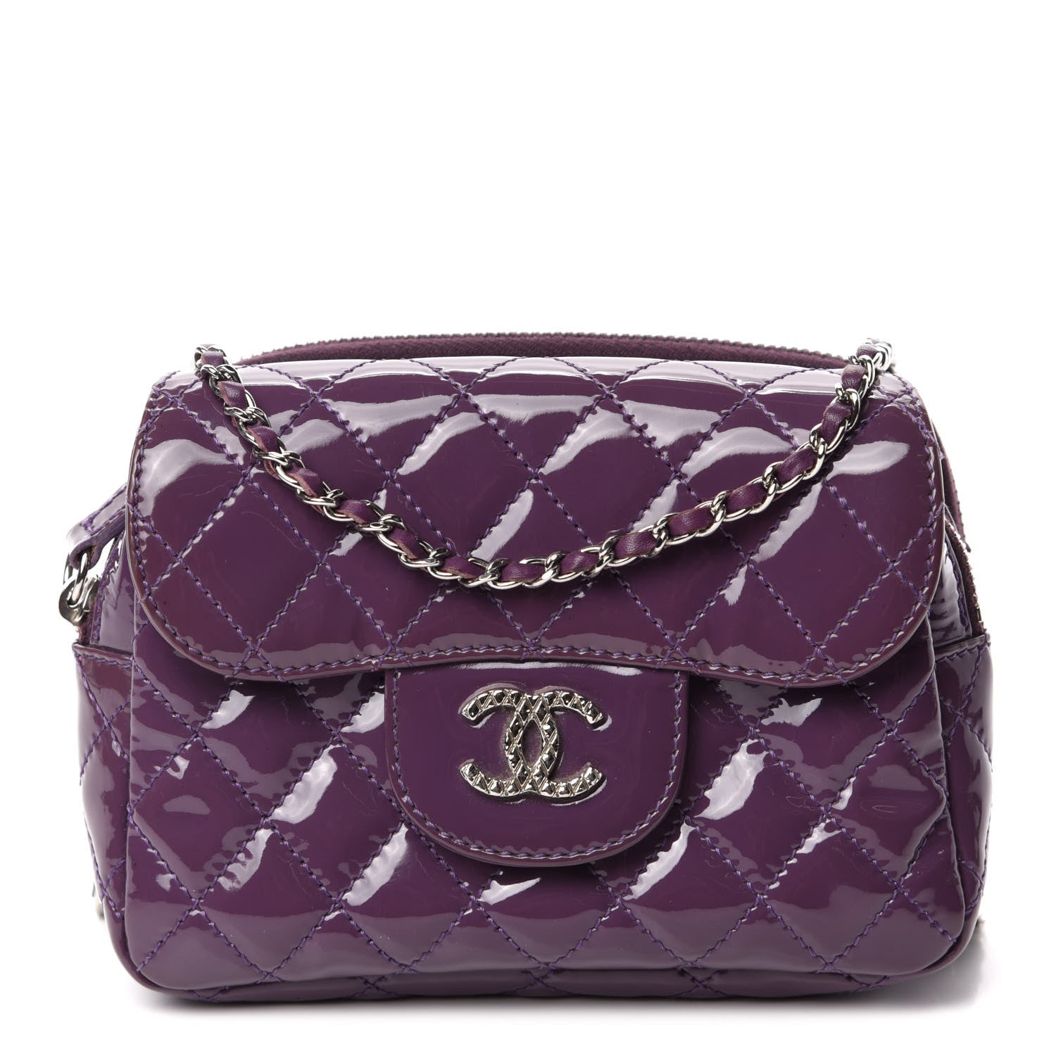 Chanel Patent Brilliant Mini Flap WOC Bag Violet 1 of 12