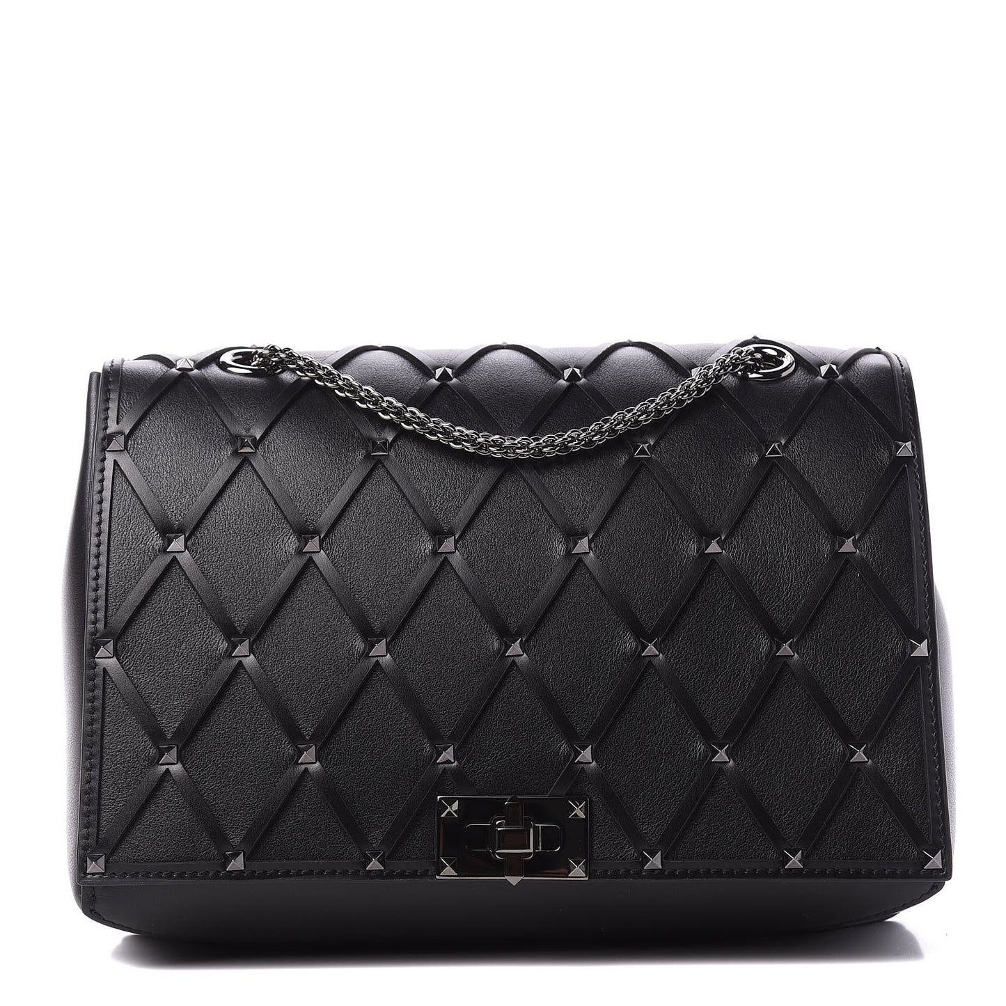 Smooth Calfskin Quilted Beehive Shoulder Bag Black