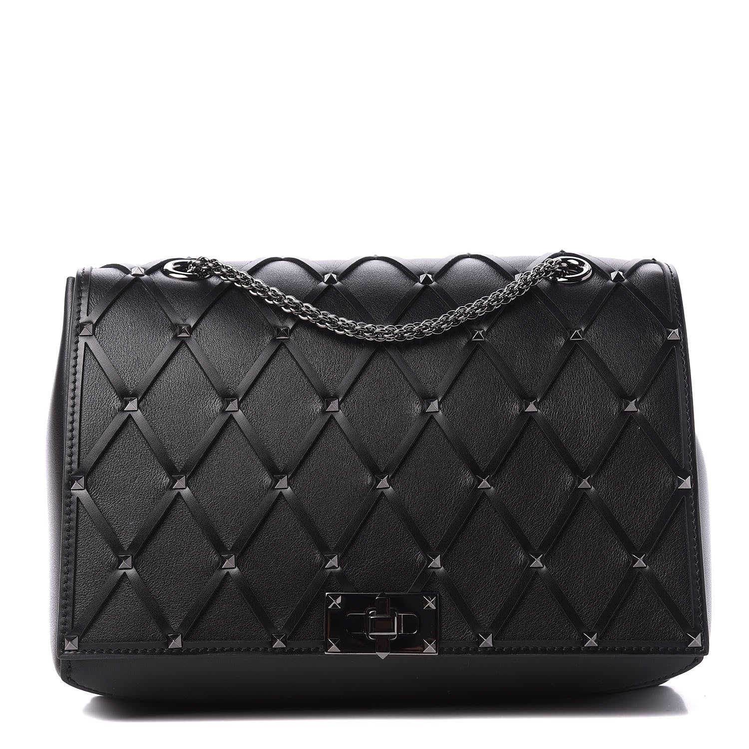 Valentino Garavani Smooth Calfskin Quilted Beehive Shoulder Bag Black 1 of 10