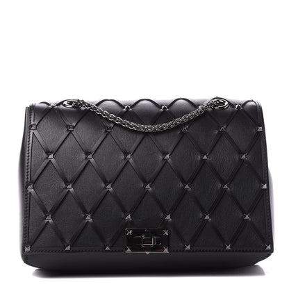 Valentino Garavani Smooth Calfskin Quilted Beehive Shoulder Bag Black 1 of 10