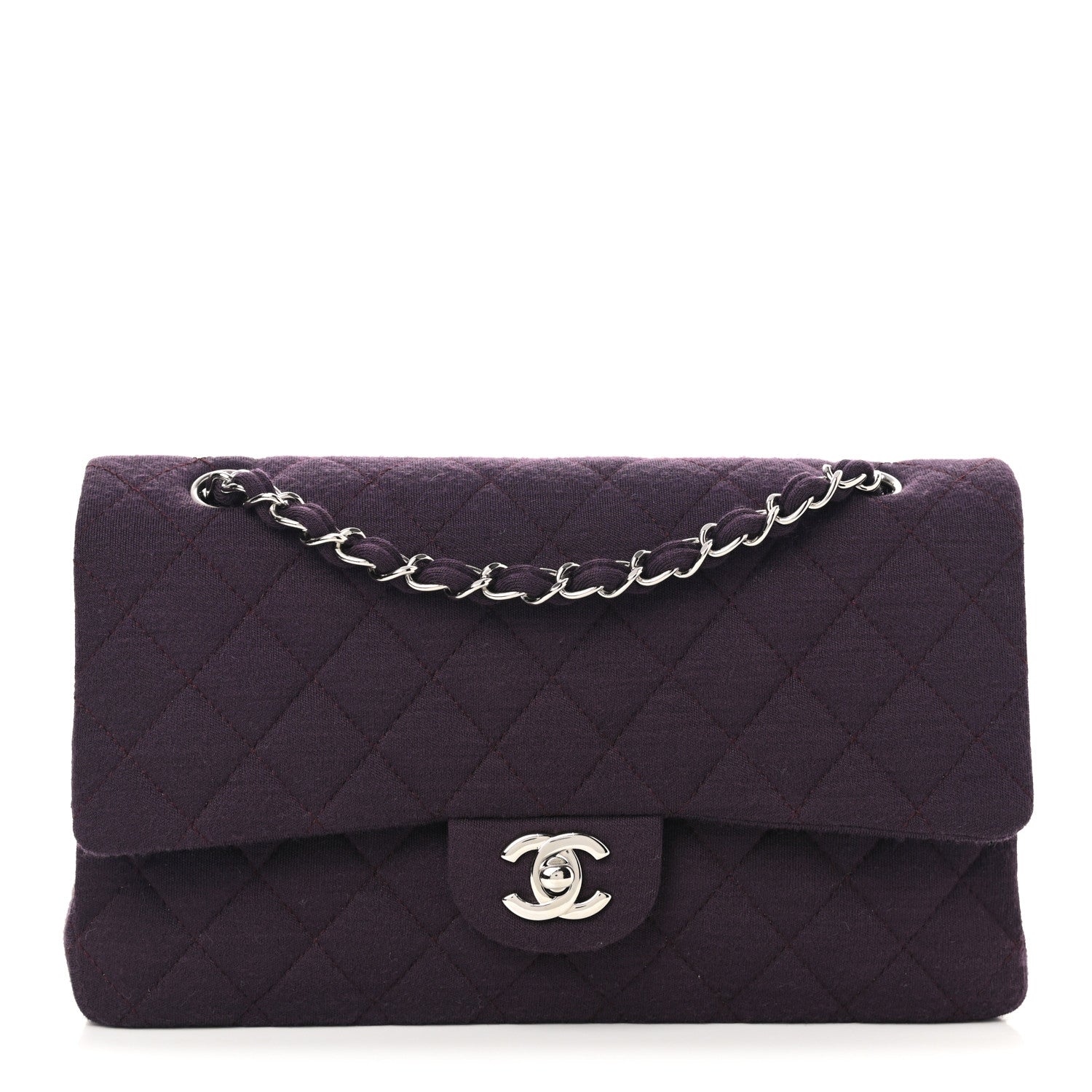 Chanel Jersey Quilted Medium Double Flap Purple 1 of 11