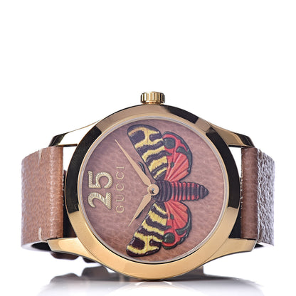 Gucci Stainless Steel Calfskin 38mm G-Timeless Moth Quartz Watch Brown 3 of 9