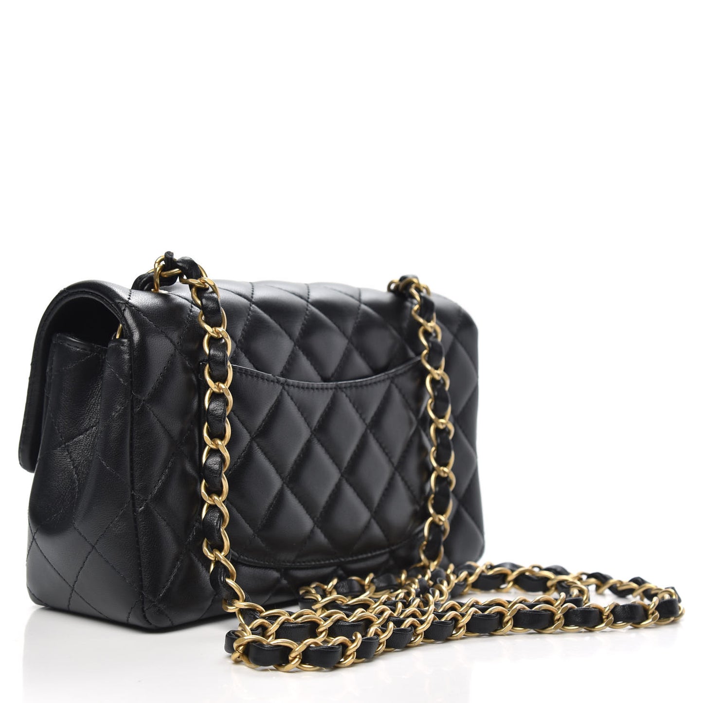 Lambskin Quilted Mini Rectangular Flap Black