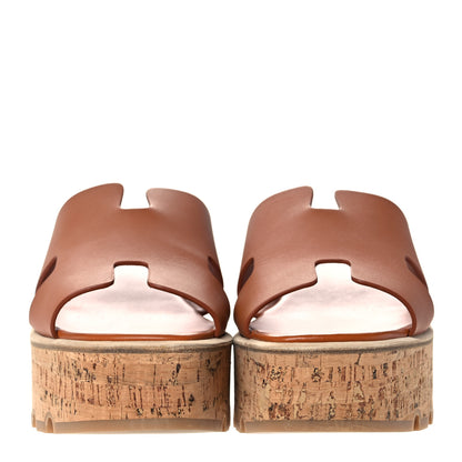 Hermes Calfskin Cork Eze 30 Sandals 41 Marron Glaise 2 of 9