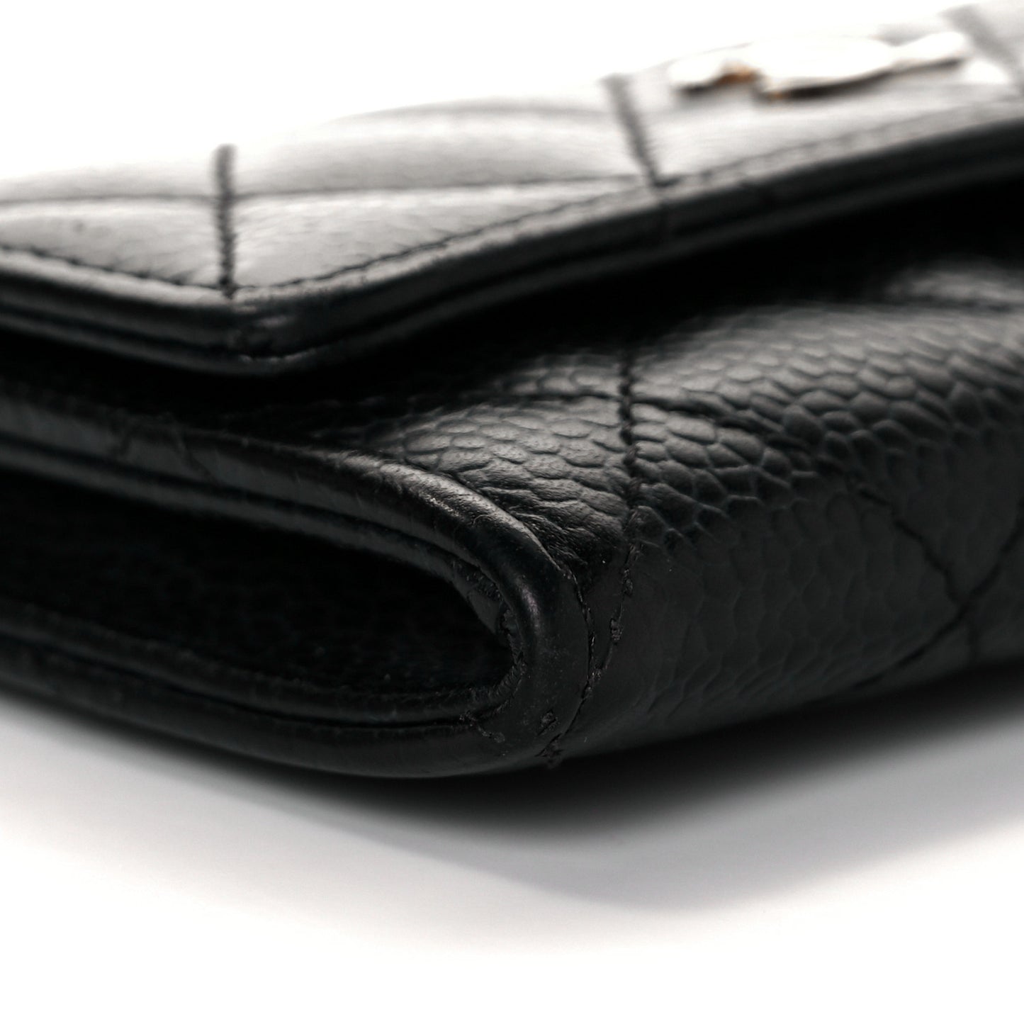 Caviar Quilted Flap Card Holder Black