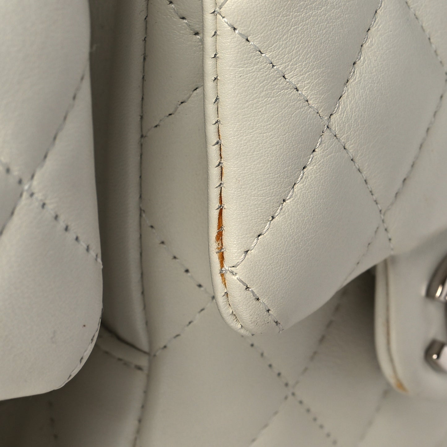 Calfskin Quilted Large Cambon Multipocket Reporter White