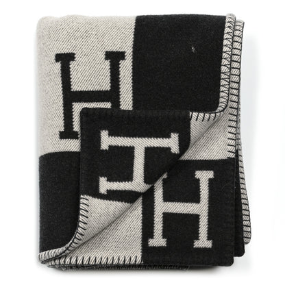 Hermes Wool Cashmere Signature Avalon Blanket Black 2 of 5