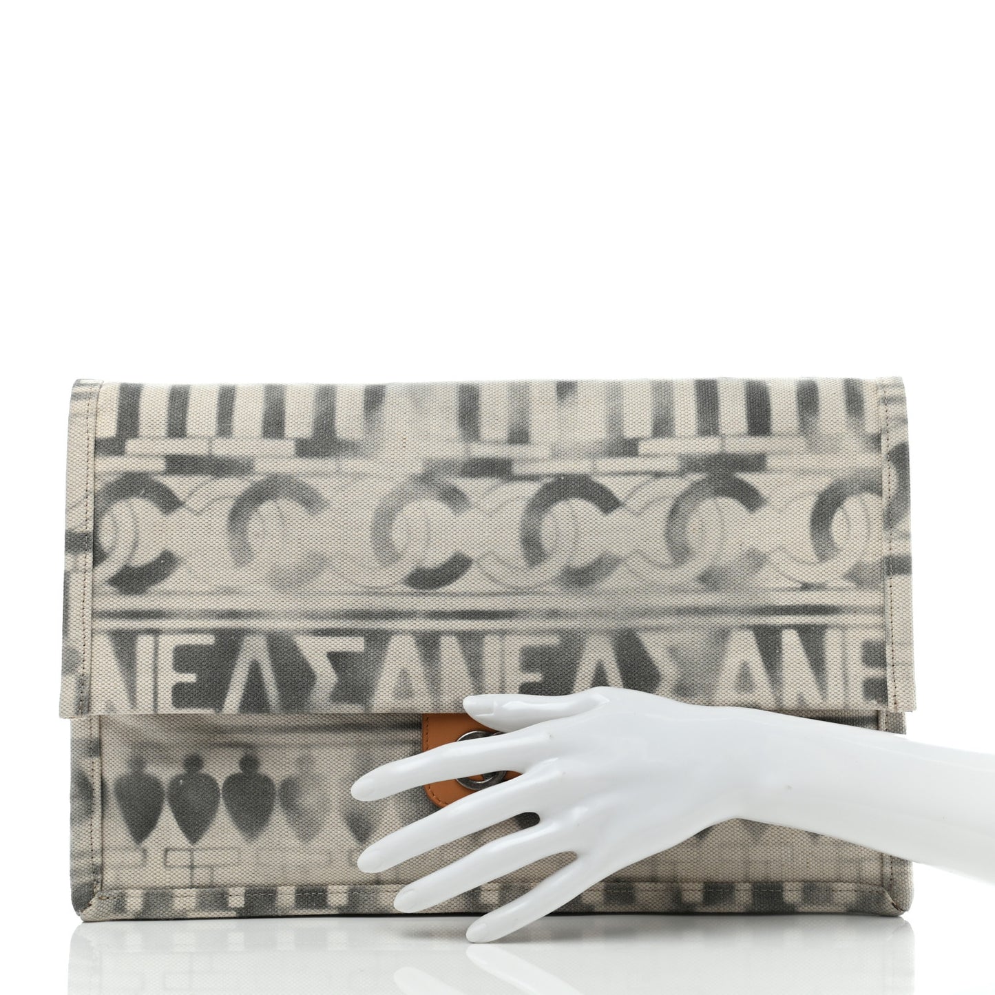 Canvas Iliad Flap Clutch Beige