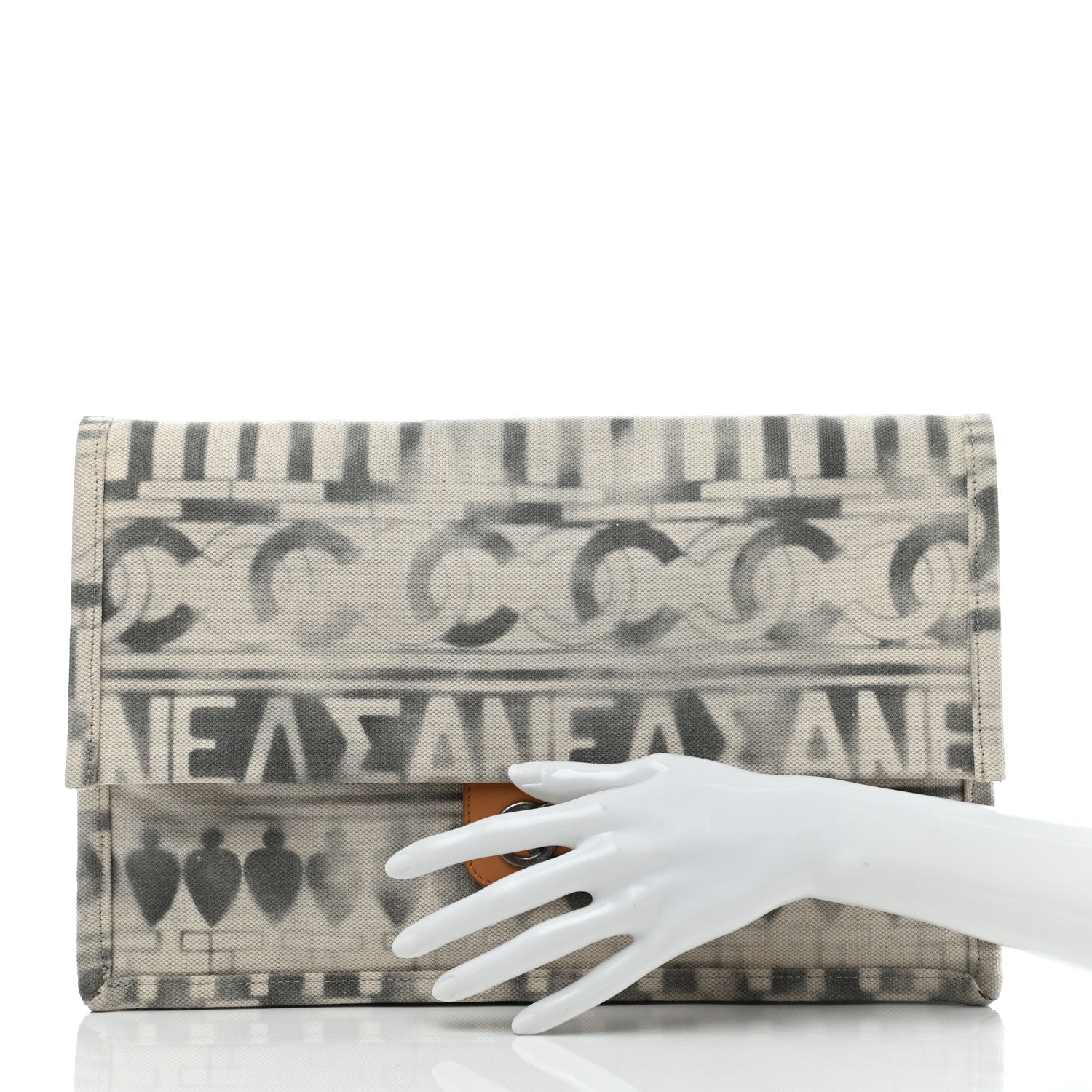 Chanel Canvas Iliad Flap Clutch Beige 2 of 11