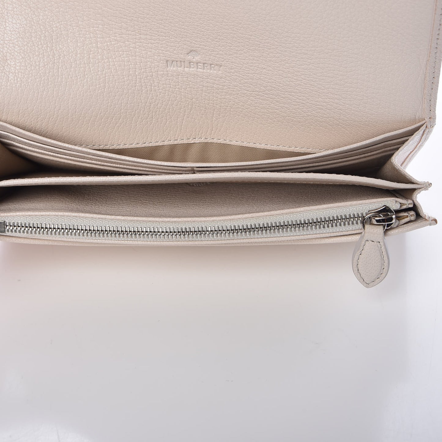 Glossy Goatskin Dome Rivet Continental Wallet Cream