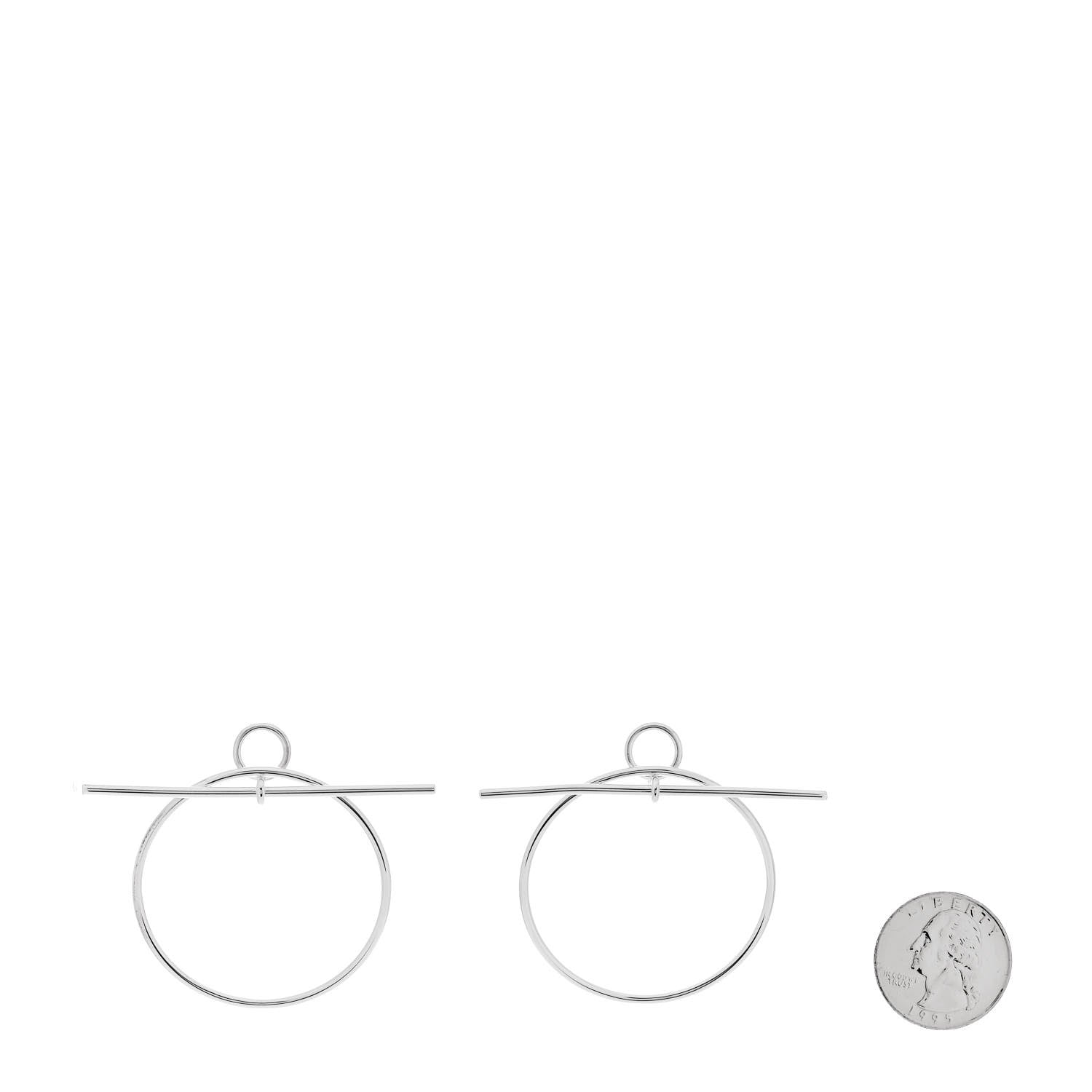 Hermes Sterling Silver MM Loop Earrings 2 of 7