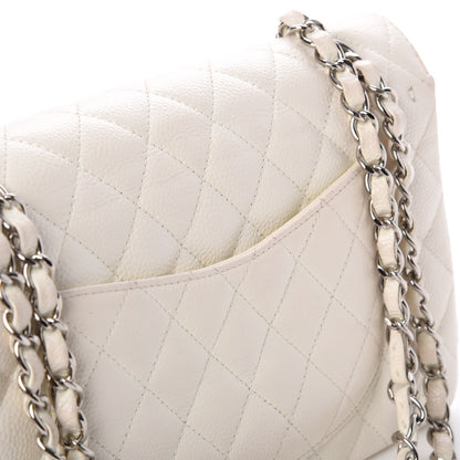 Chanel Caviar Quilted Medium Double Flap White 8 of 15