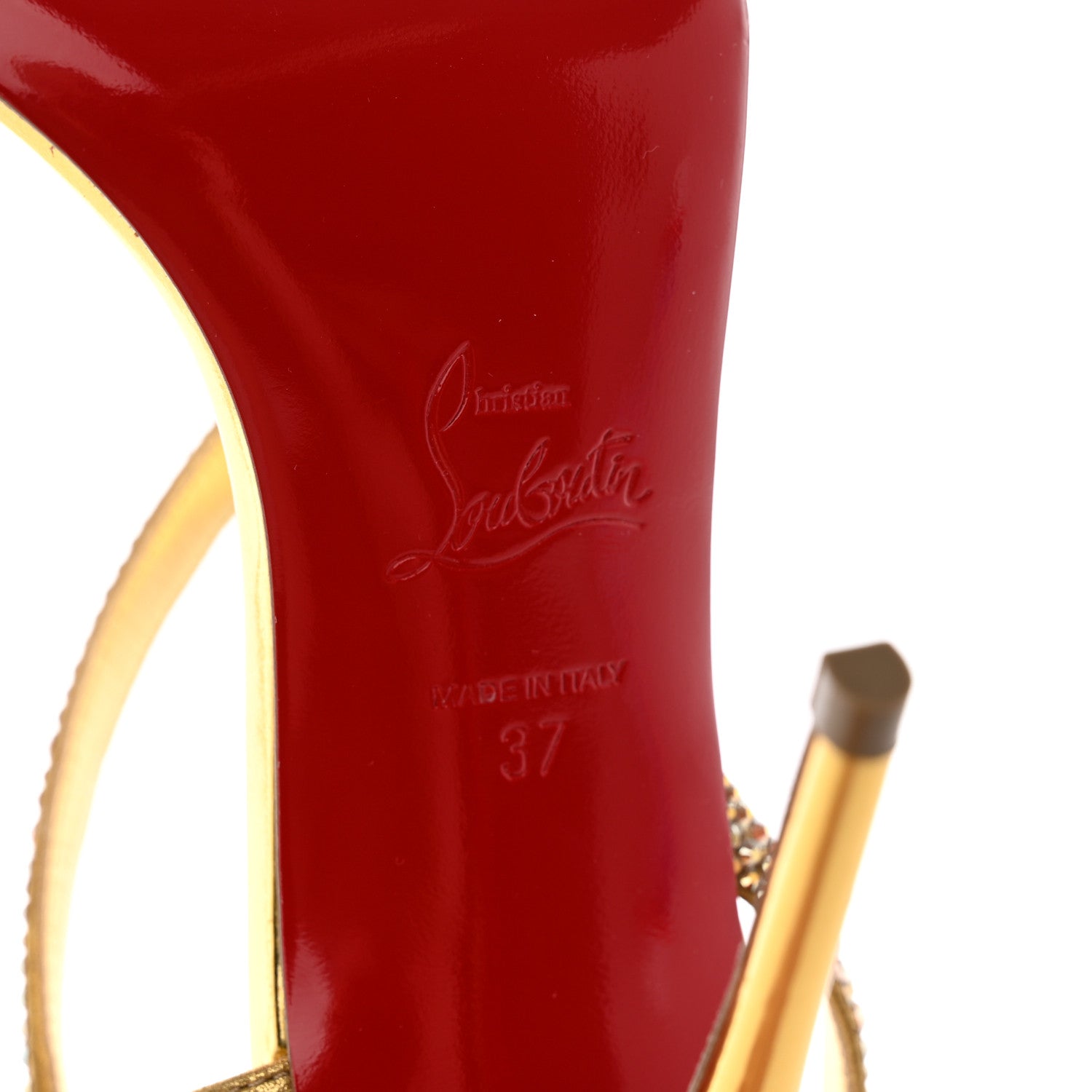 Christian Louboutin Crystal Strass Rosalie 100 Sandals 37 Cry Aurum Gold 6 of 19