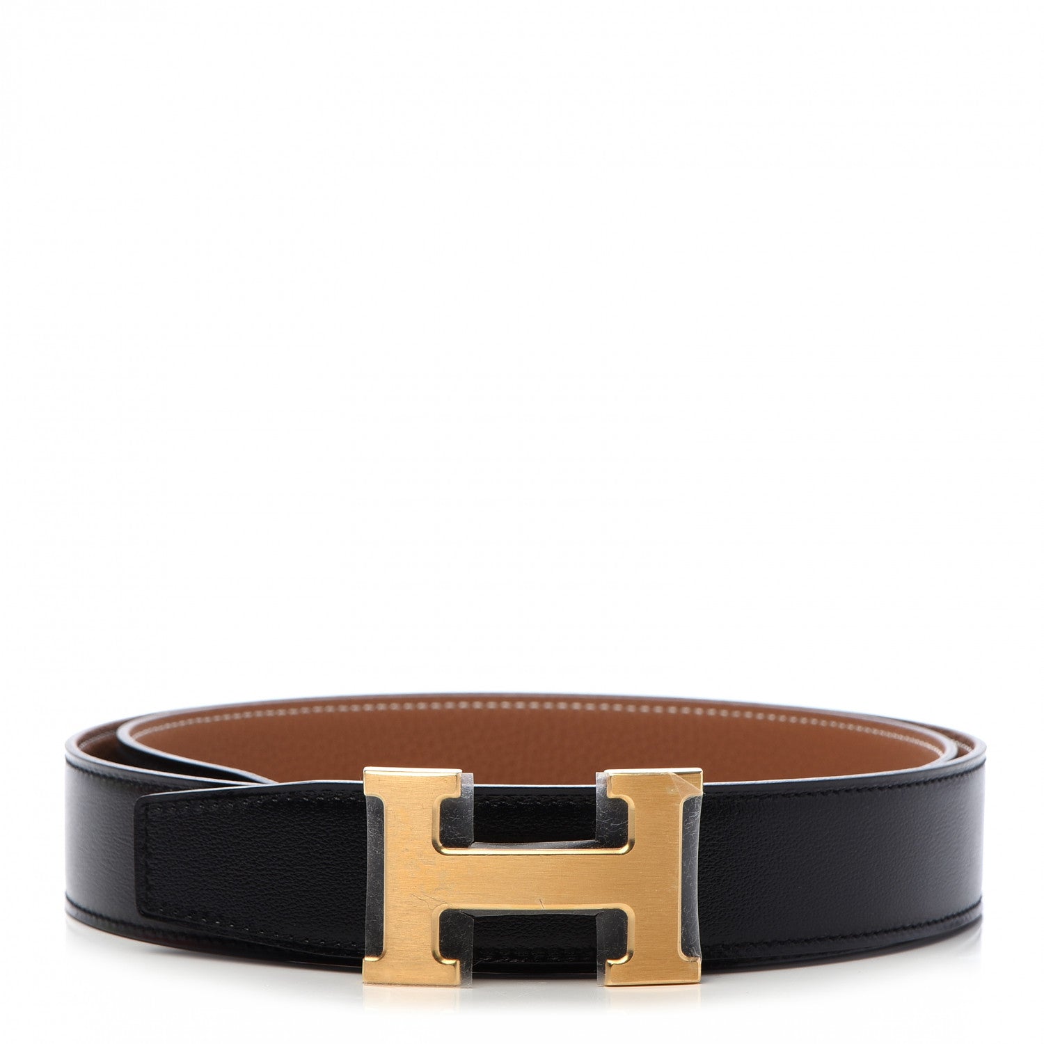 Hermes Box Togo 32mm H Belt 95 Black Gold 1 of 7