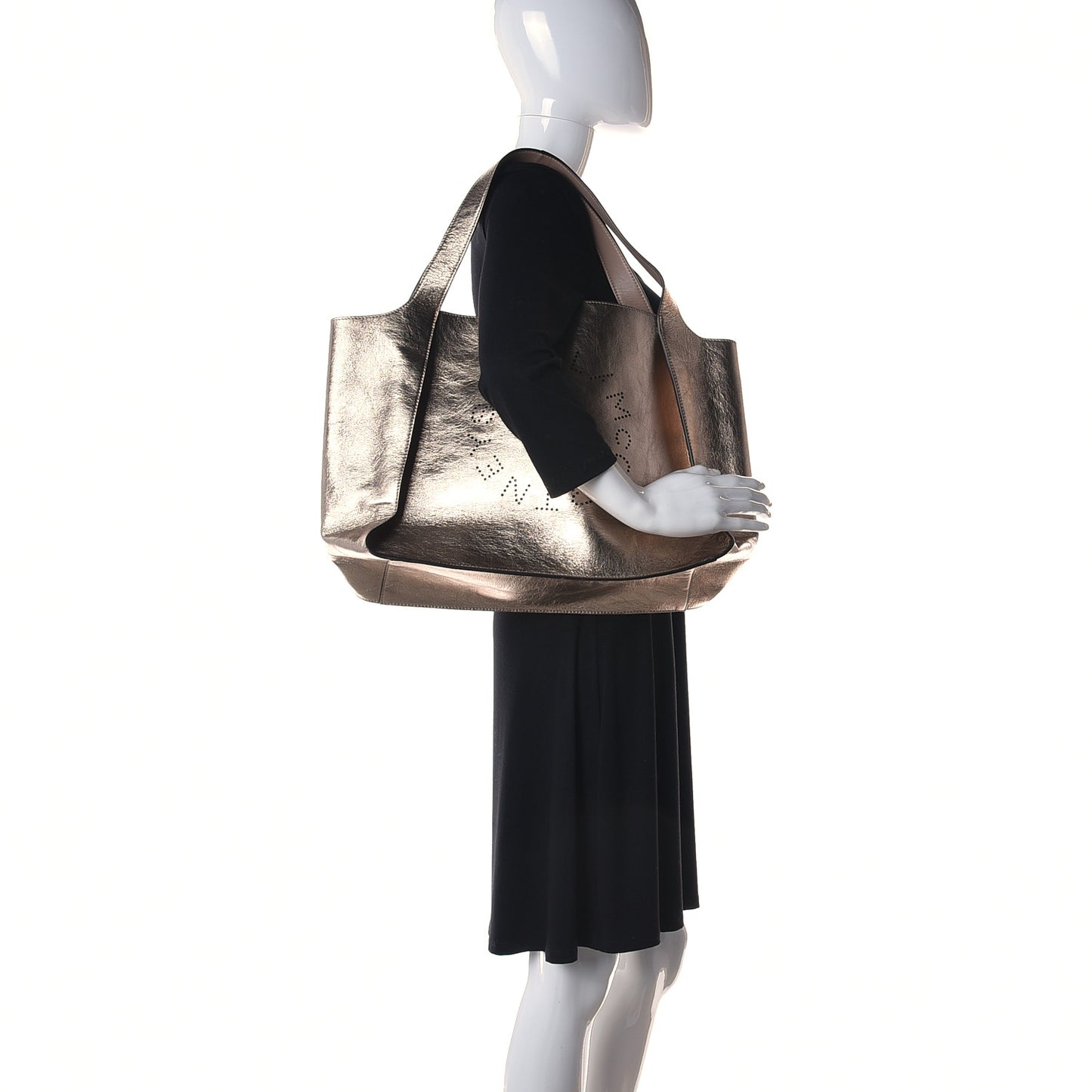 Metallic Eco Alter Nappa Perforated Logo Large Satchel Gold