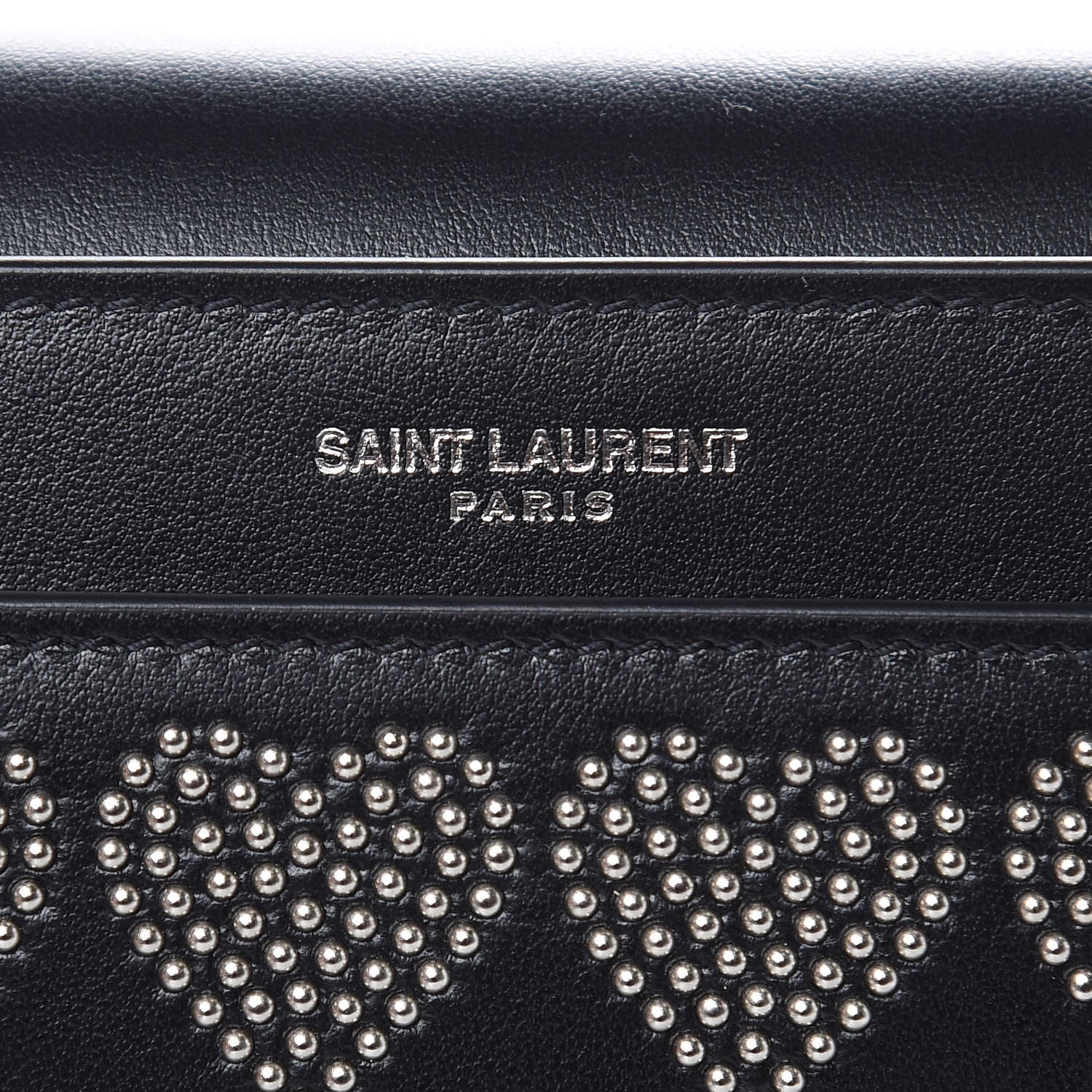 Saint Laurent Smooth Calfskin Catherine Heart Studded Satchel Black 7 of 9