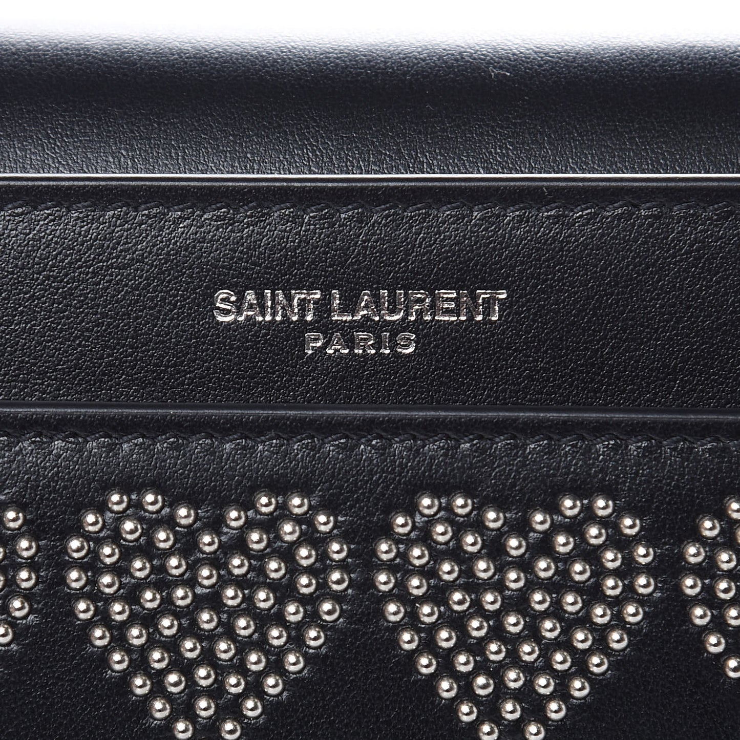 Smooth Calfskin Catherine Heart Studded Satchel Black