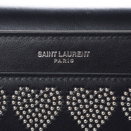 Saint Laurent Smooth Calfskin Catherine Heart Studded Satchel Black 7 of 9