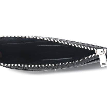 Saint Laurent Grain De Poudre Chevron Monogram Bill Pouch Black 4 of 4