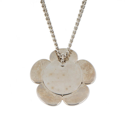 Chanel Enamel CC Camellia Pendant Necklace Silver White 4 of 5