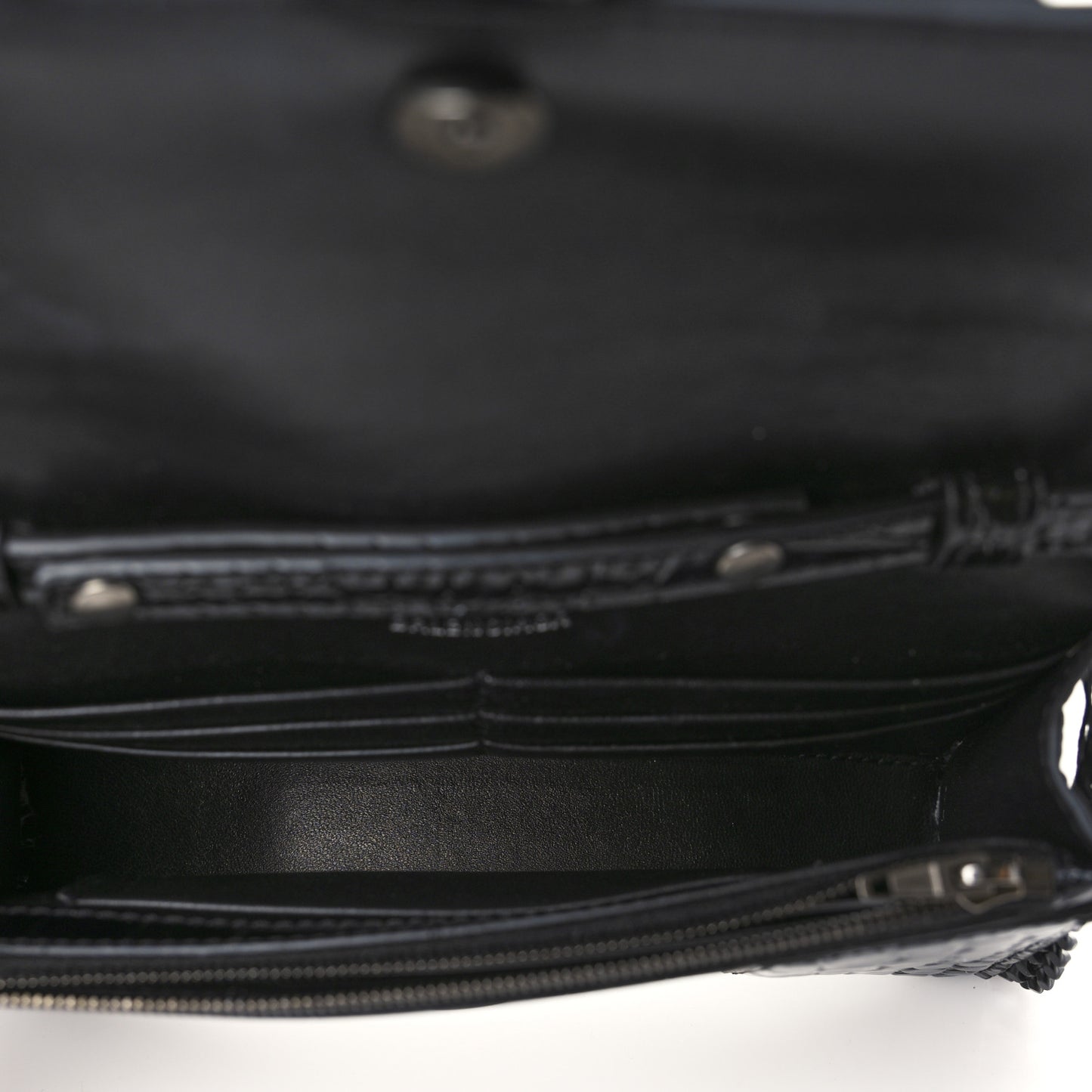 Shiny Calfskin Monochrome Crocodile Embossed Hourglass Chain Bag Black
