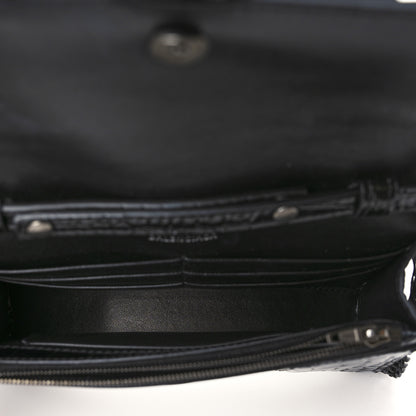 Balenciaga Shiny Calfskin Monochrome Crocodile Embossed Hourglass Chain Bag Black 5 of 8