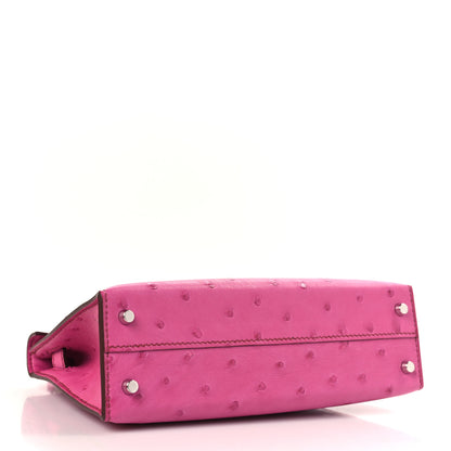 Hermes Ostrich Kelly Sellier Mini 20 Rose Pourpre 4 of 10