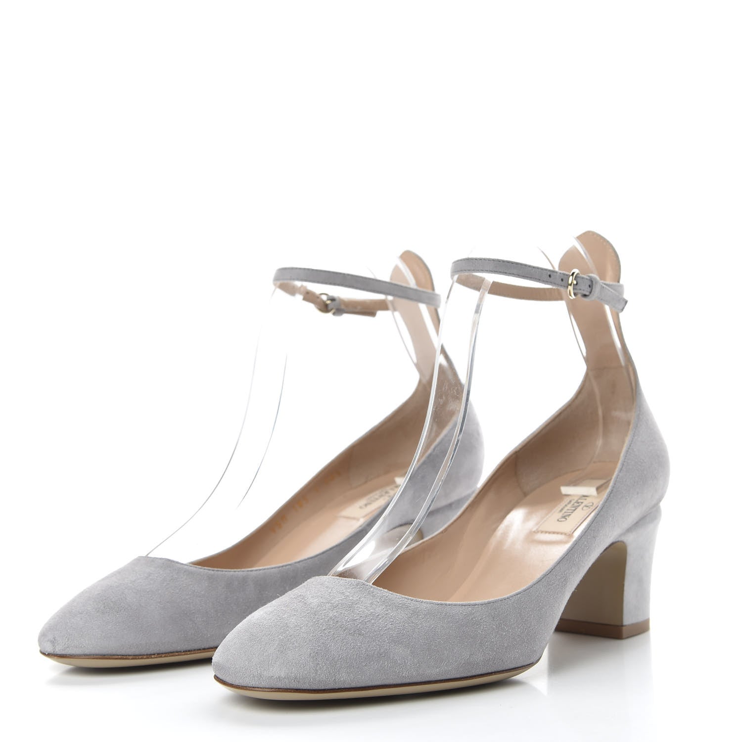 Valentino Garavani Suede Tan-Go Mary Jane 60mm Pumps 38.5 Pastel Grey 3 of 10