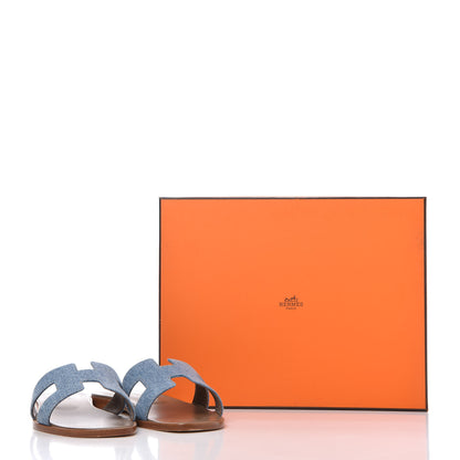 Hermes Denim Canvas Oran Sandals 38.5 Bleu Clair 9 of 9