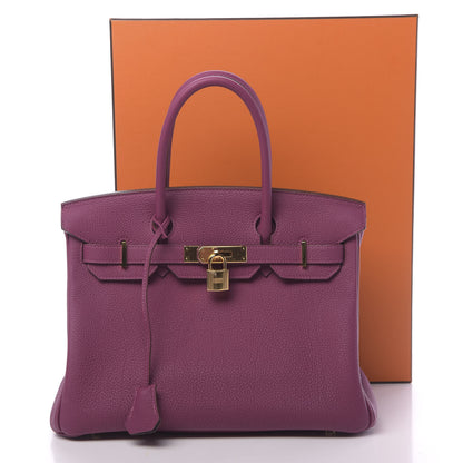 Hermes Togo Horseshoe Birkin 30 Anemone Iris 11 of 11