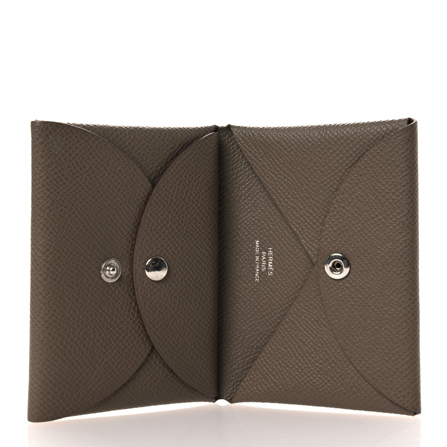 Hermes Epsom Calvi Duo Card Case Etoupe 5 of 9