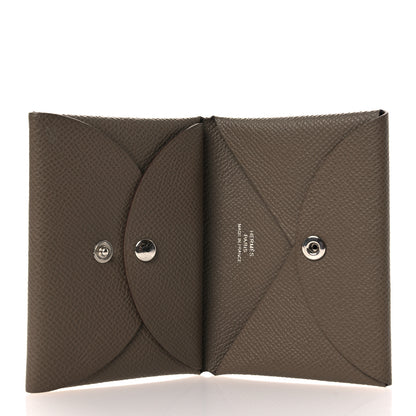 Hermes Epsom Calvi Duo Card Case Etoupe 5 of 9