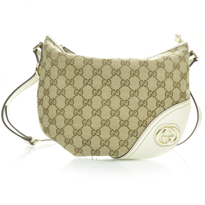 Gucci Monogram Medium New Britt Half Moon Hobo White 1 of 7